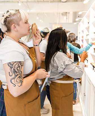 Selecting and blending scents from more than 100 Sea Love fragrance options